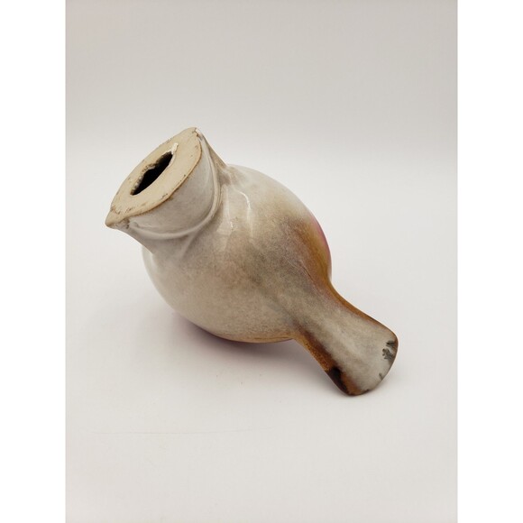 Vintage Ceramic Bird Figurine Red & Off White Or Light Beige 4" Unmarked - Picture 9 of 10